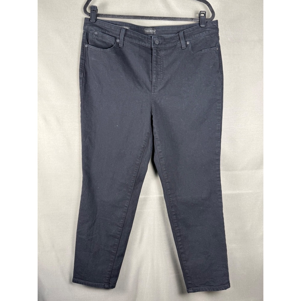 Talbots Slim Ankle Jean Womens 16P Black Stretch Denim Petite Pants